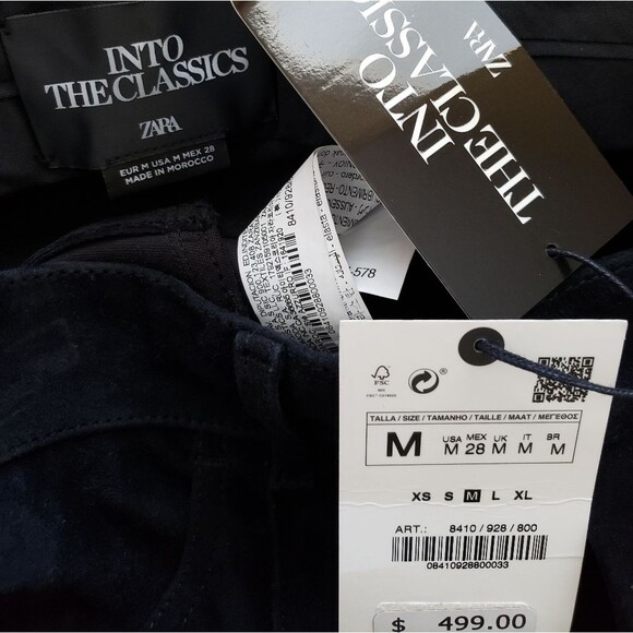 Zara Lambskin Suede Bootcut High-Waist Stretch Pants Limited Edition Medium Blac - Picture 8 of 12